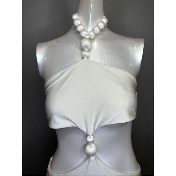 NWOT Cult Gaia Caitriona Beaded One Piece Swimsuit White Size Small $358 - Picture 4 of 9